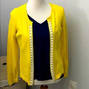 Banana Republic Yellow Embellished Cardigan M